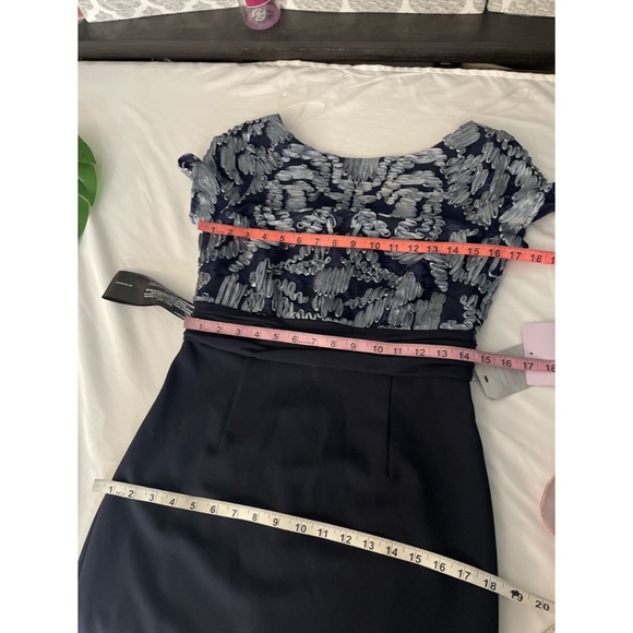NWT $188 JS COLLECTIONS‎ [ 4 ] Mixed Media Soutache Midi Dress In Navy - Picture 3 of 12